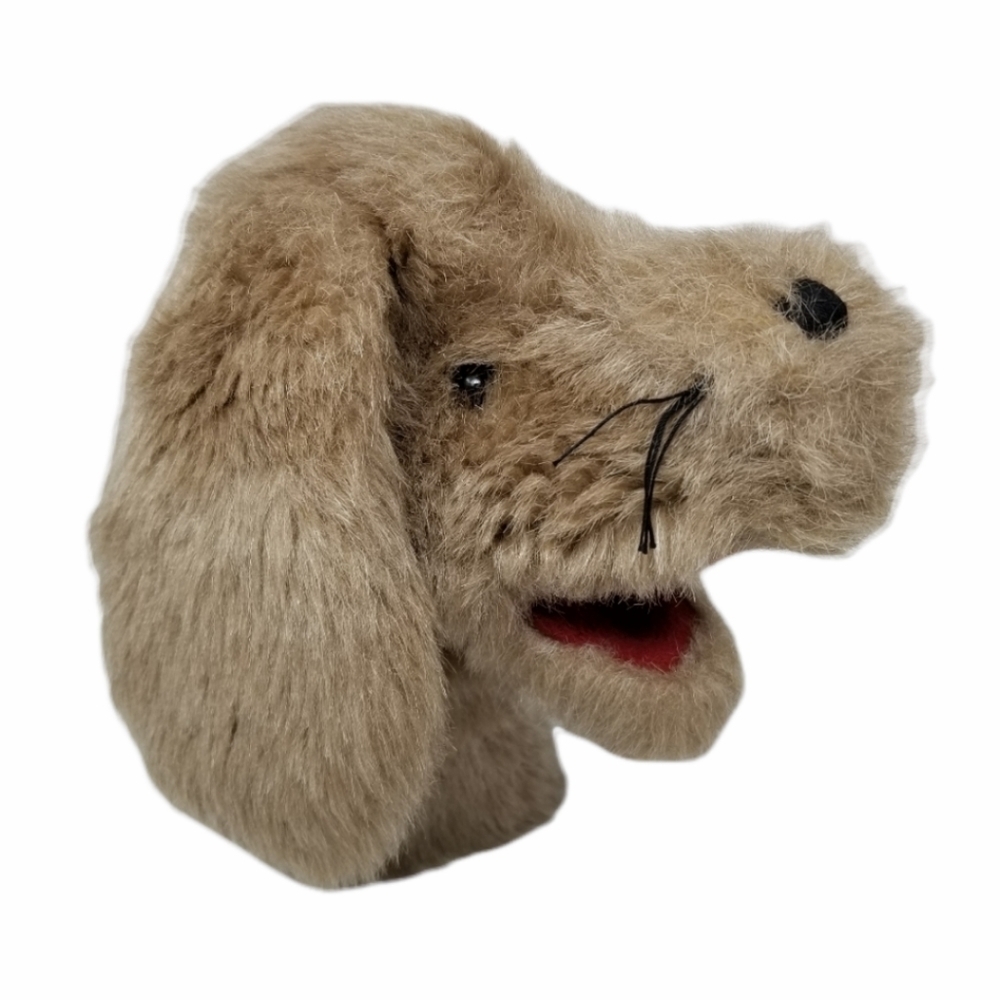 Dog Puppy Furry Hand Puppet Vintage Hand Made Animal Kids Golf Cover Pet Golden